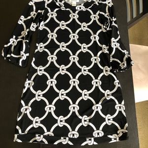 WHITE HOUSE BLACK MARKET-black&white pattern dress